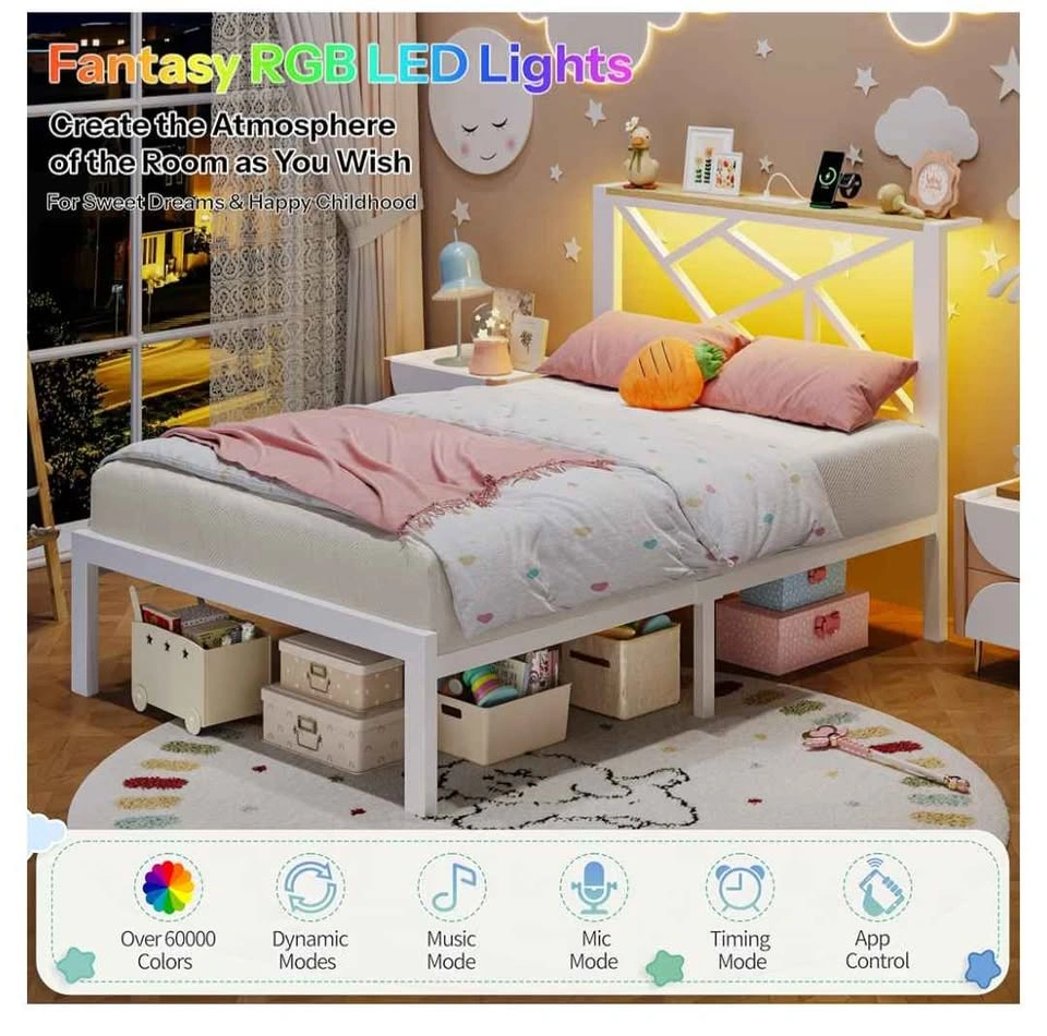 Brand new Twin Size Metal Bed Frame with RGB LED Headboard - photo 3