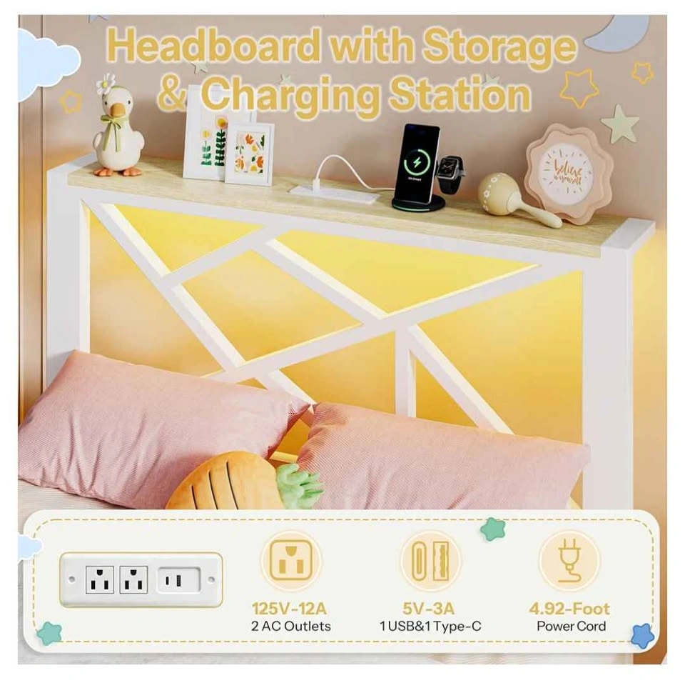 Brand new Twin Size Metal Bed Frame with RGB LED Headboard - photo 4