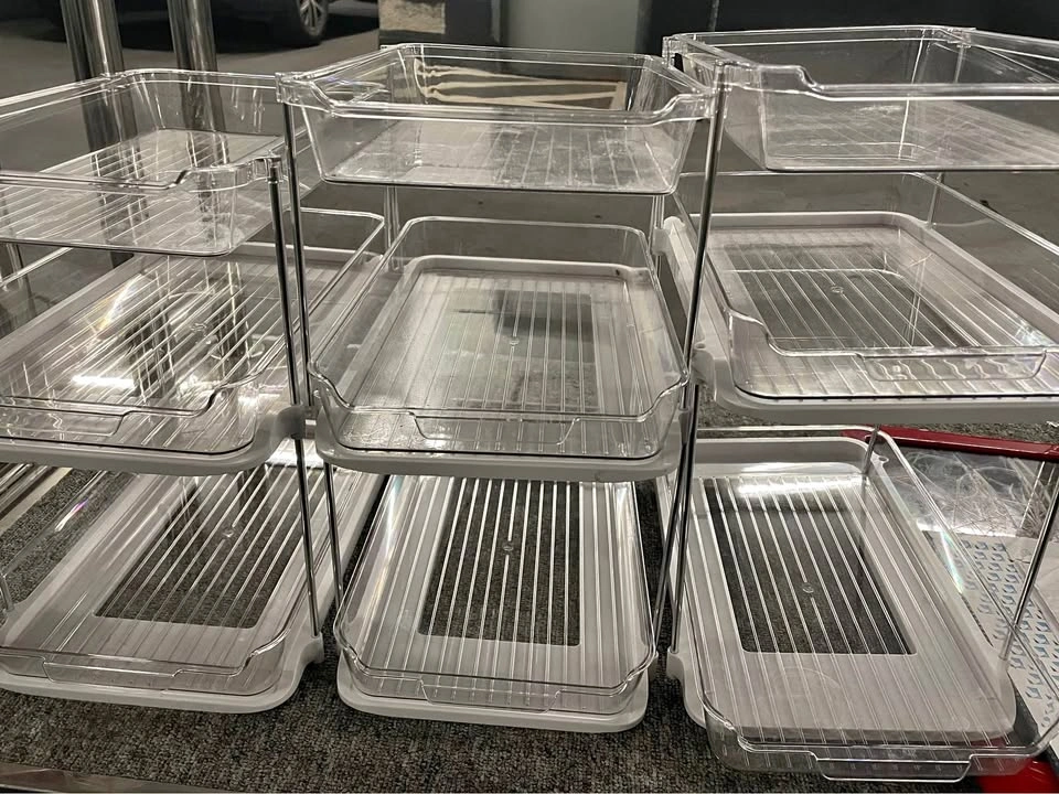 Set of 3 Clear 3 Tier Sliding Cabinet Organizers