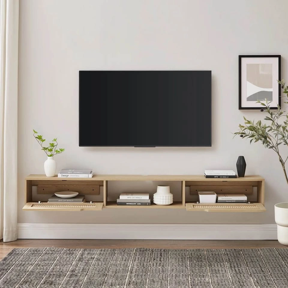 Floating Rattan TV Stand Media Console - Without mounting bracke - photo 2