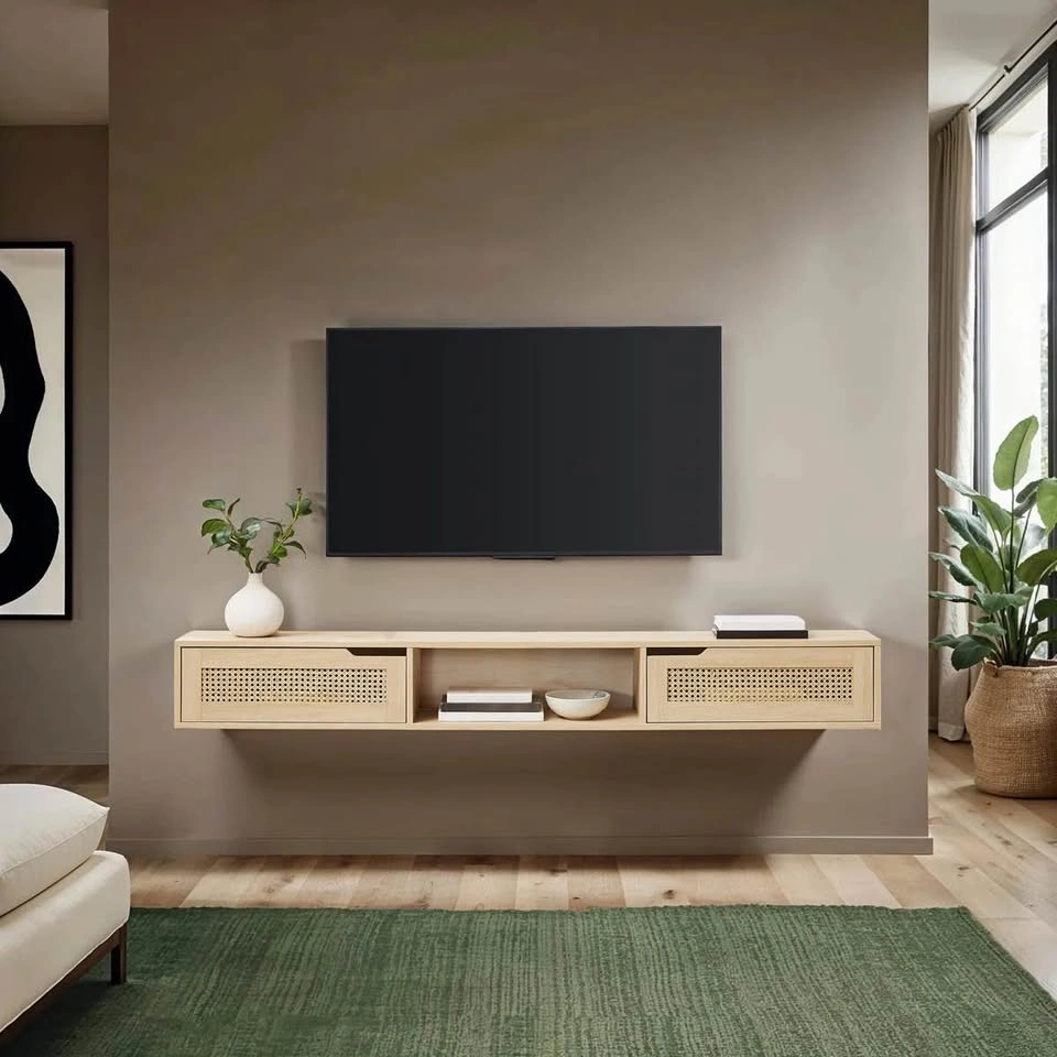 Floating Rattan TV Stand Media Console - Without mounting bracke - photo 5