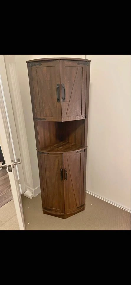Corner Storage Cabinet with Barn Doors