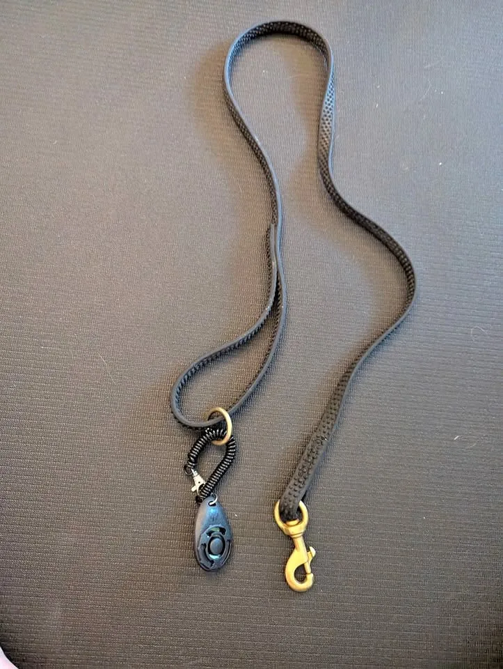 Black Easy Grip Dog Leash with Clicker thumbnail