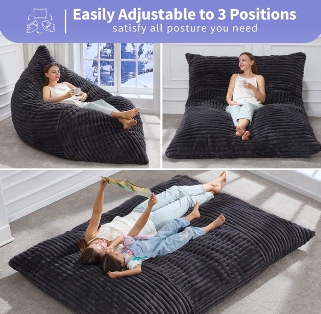 Adult Bean Bag Chair 3 in 1 Convertible Large Bean Bag Sofa - photo 3