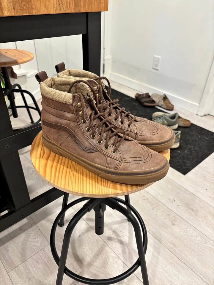 Vans Sk8-hi Leather Brown Herringbone