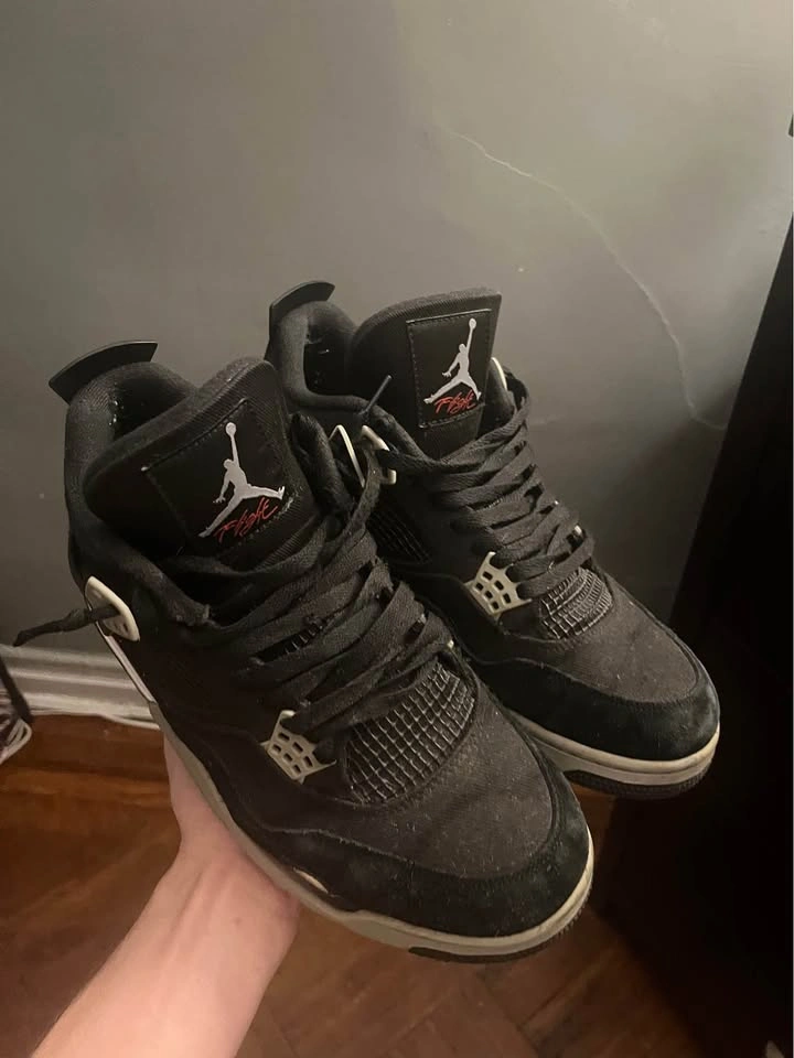 Black Canvas Jordan 4s