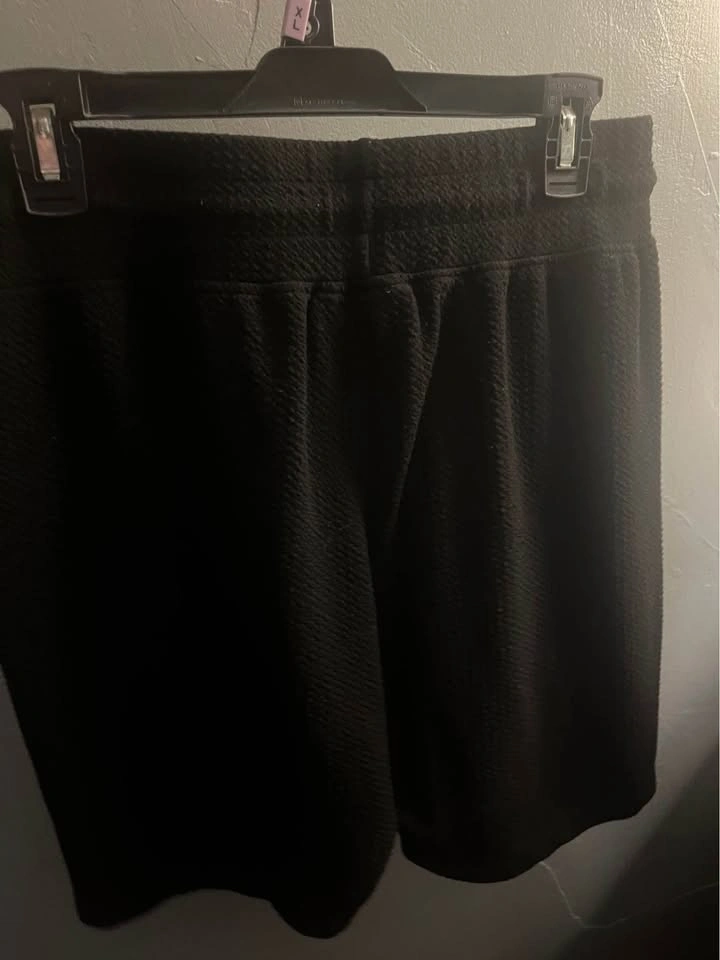 Black Textured Drawstring Shorts Size L - photo 3