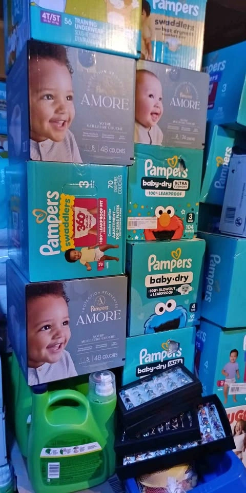 Pampers $22 a box or 5 for $100. All sizes