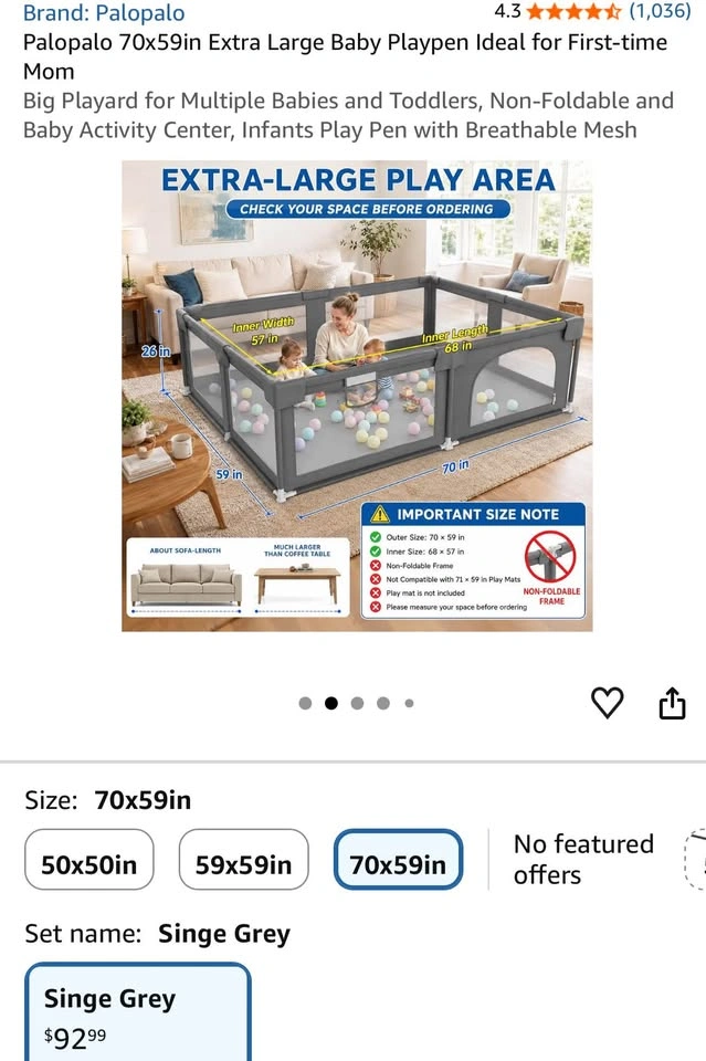 Baby Playpen (70x59in) XL size - photo 2