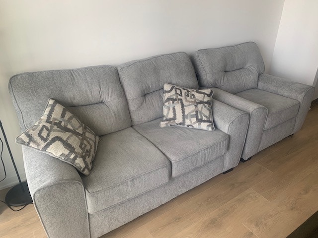 Grey Love Seat + Single Chair Set