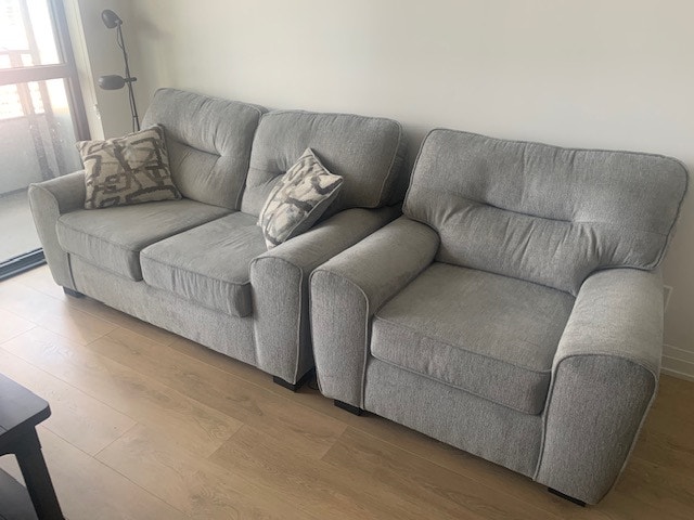 Grey Love Seat + Single Chair Set - photo 2