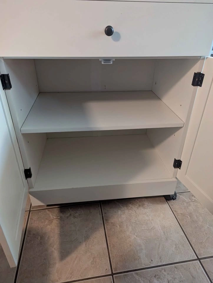 White Kitchen Microwave Cart with Storage VGUC - photo 2