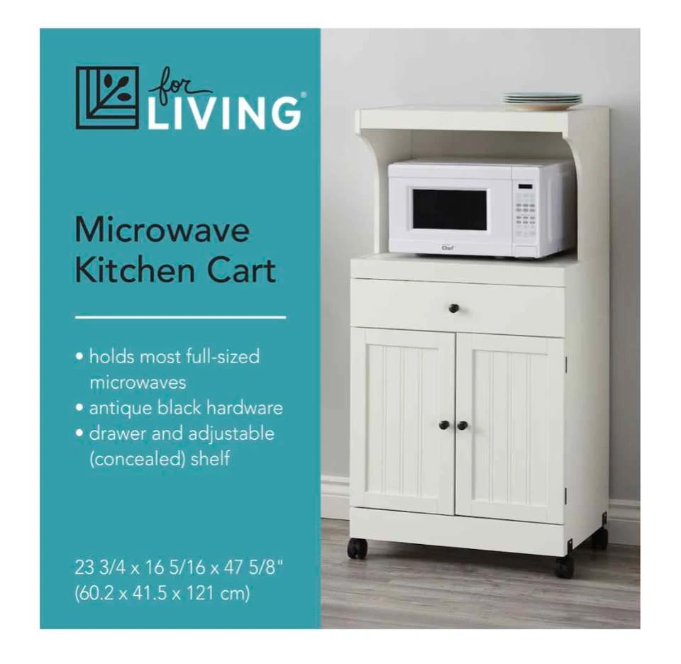 White Kitchen Microwave Cart with Storage VGUC - photo 4