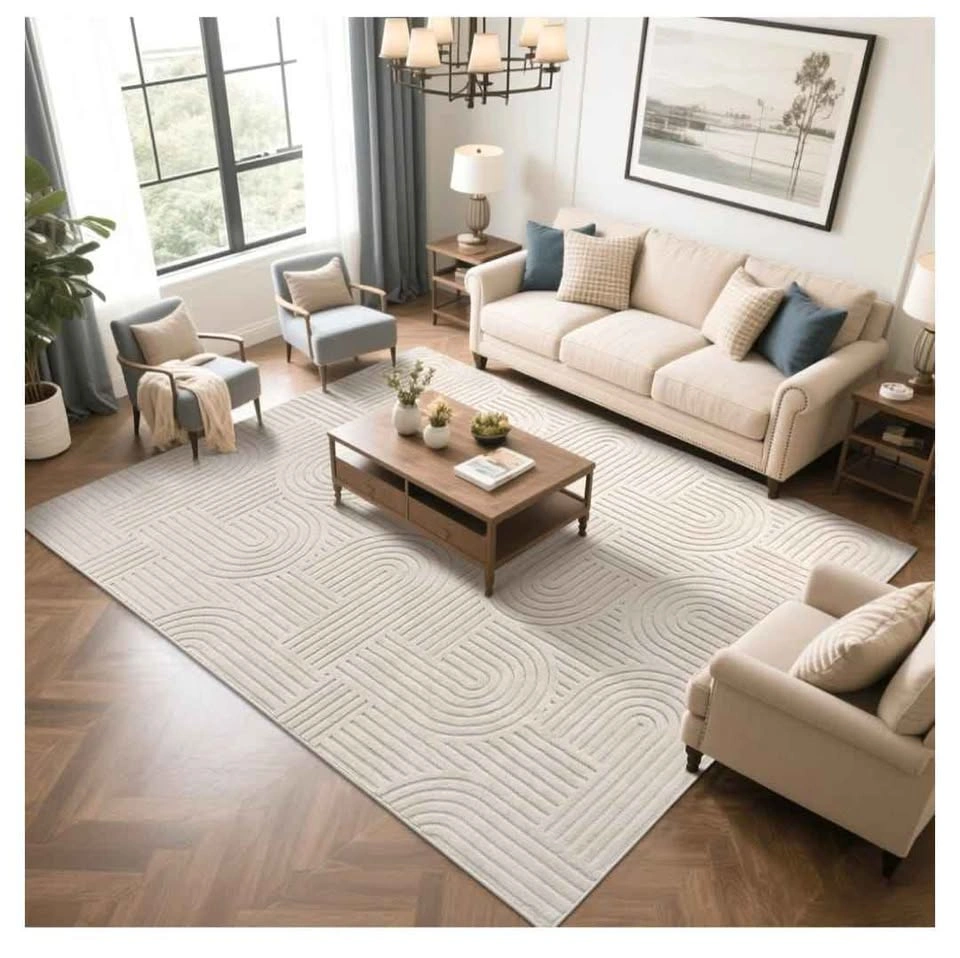 Brand new 8x10 Beige Arch Area Rug - Fluffy High-Low Pile - photo 3