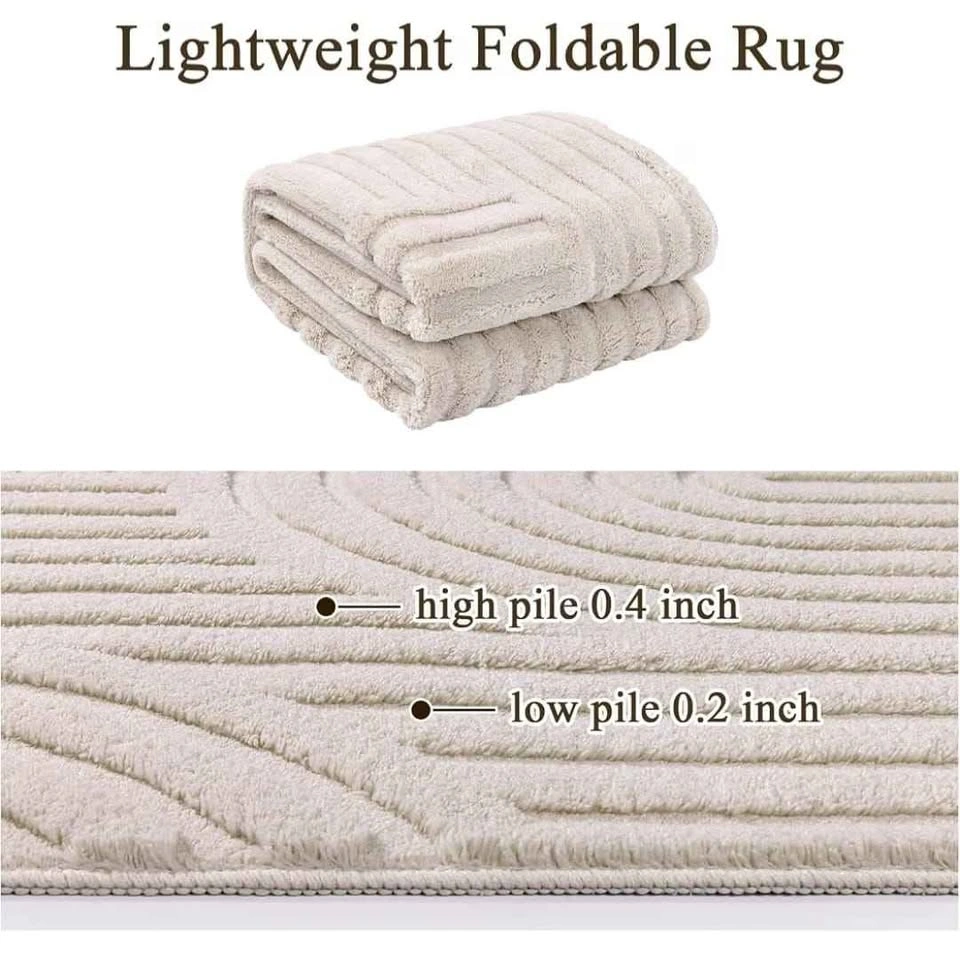 Brand new 8x10 Beige Arch Area Rug - Fluffy High-Low Pile - photo 4