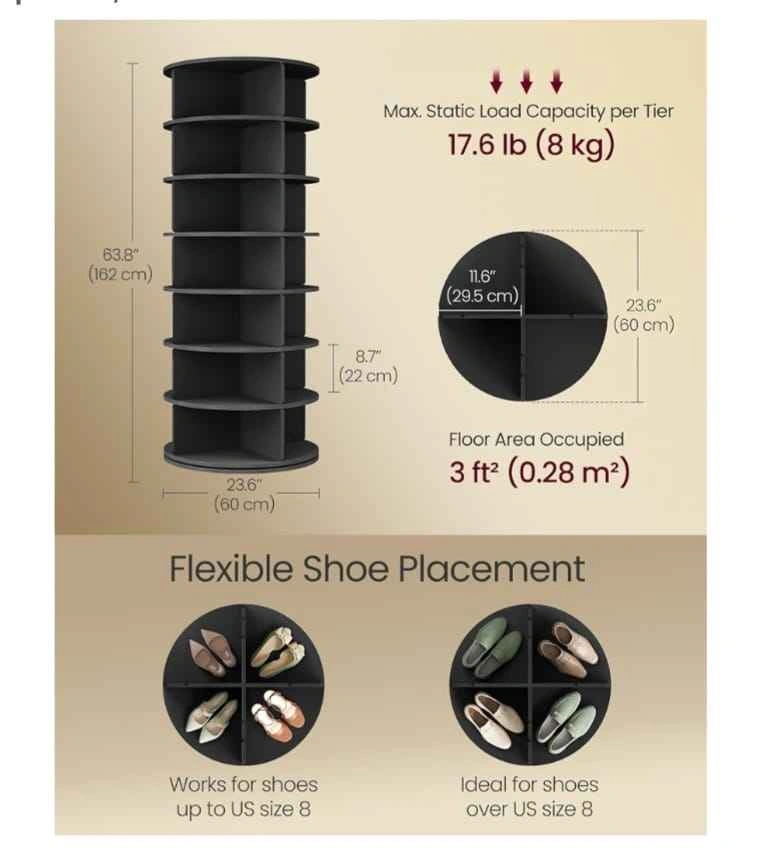 New 7-Tier Rotating Shoe Rack Tower - photo 4