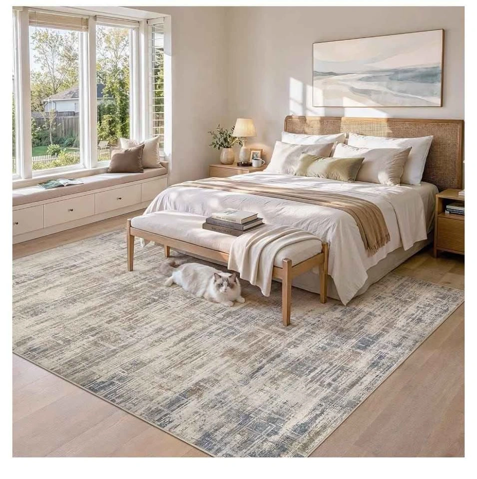 Brand new 10x14 Area Rug Washable Abstract Brown Carpet - photo 3