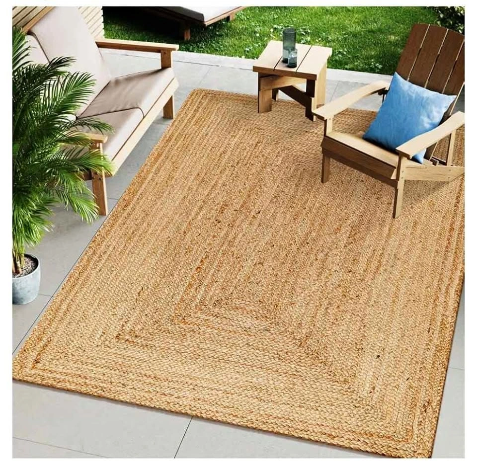 Handcrafted Jute Braided Rug 6x9 Feet - Natural Rustic Boho