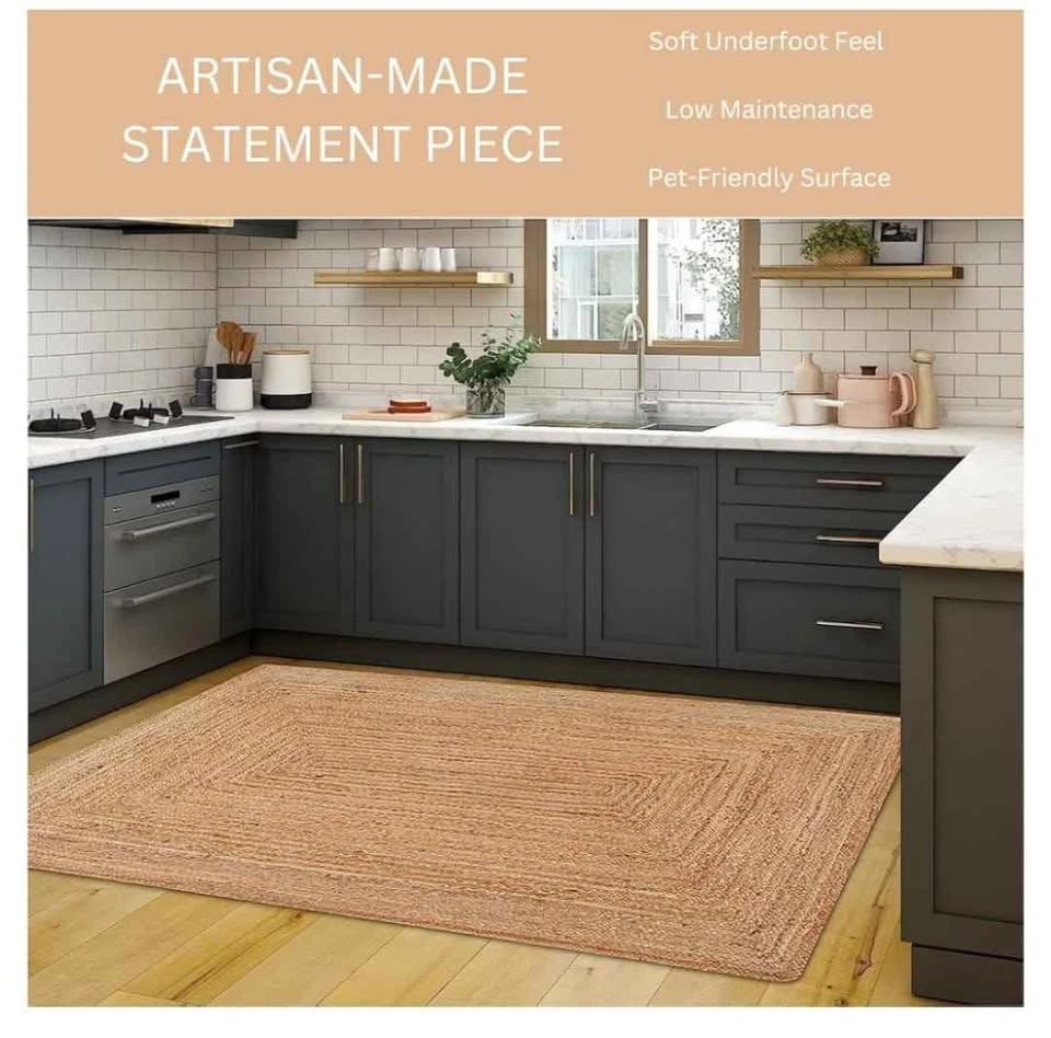 Handcrafted Jute Braided Rug 6x9 Feet - Natural Rustic Boho - photo 5