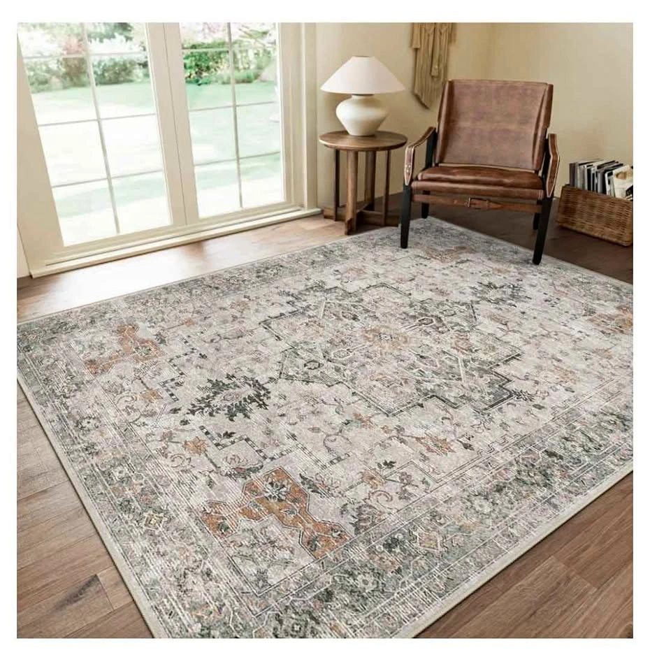 Brand new 8x10 Area Rug, Washable Non Slip, Taupe