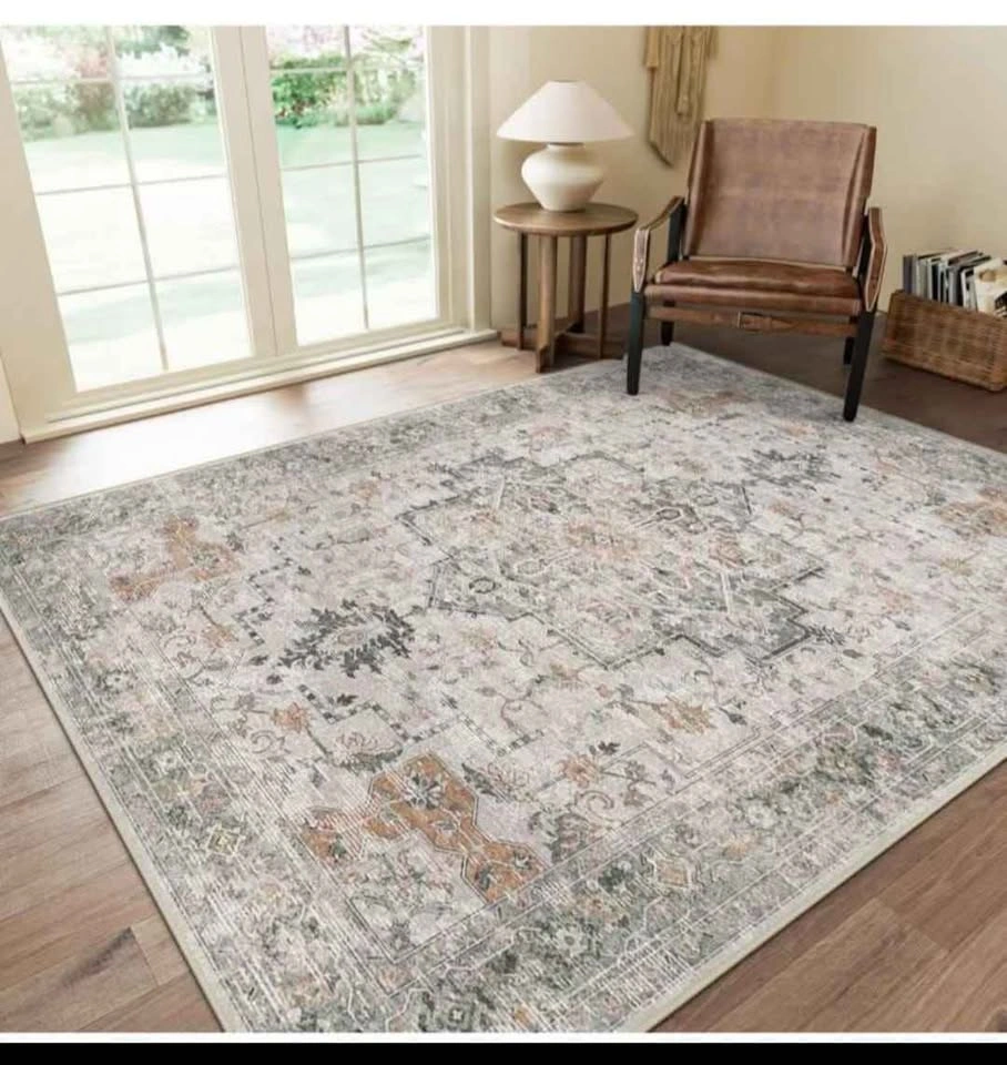 Brand new 8x10 Area Rug, Washable Non Slip, Taupe - photo 3