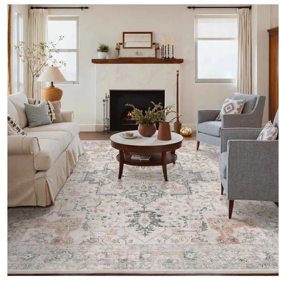 Brand new 8x10 Area Rug, Washable Non Slip, Taupe - photo 5