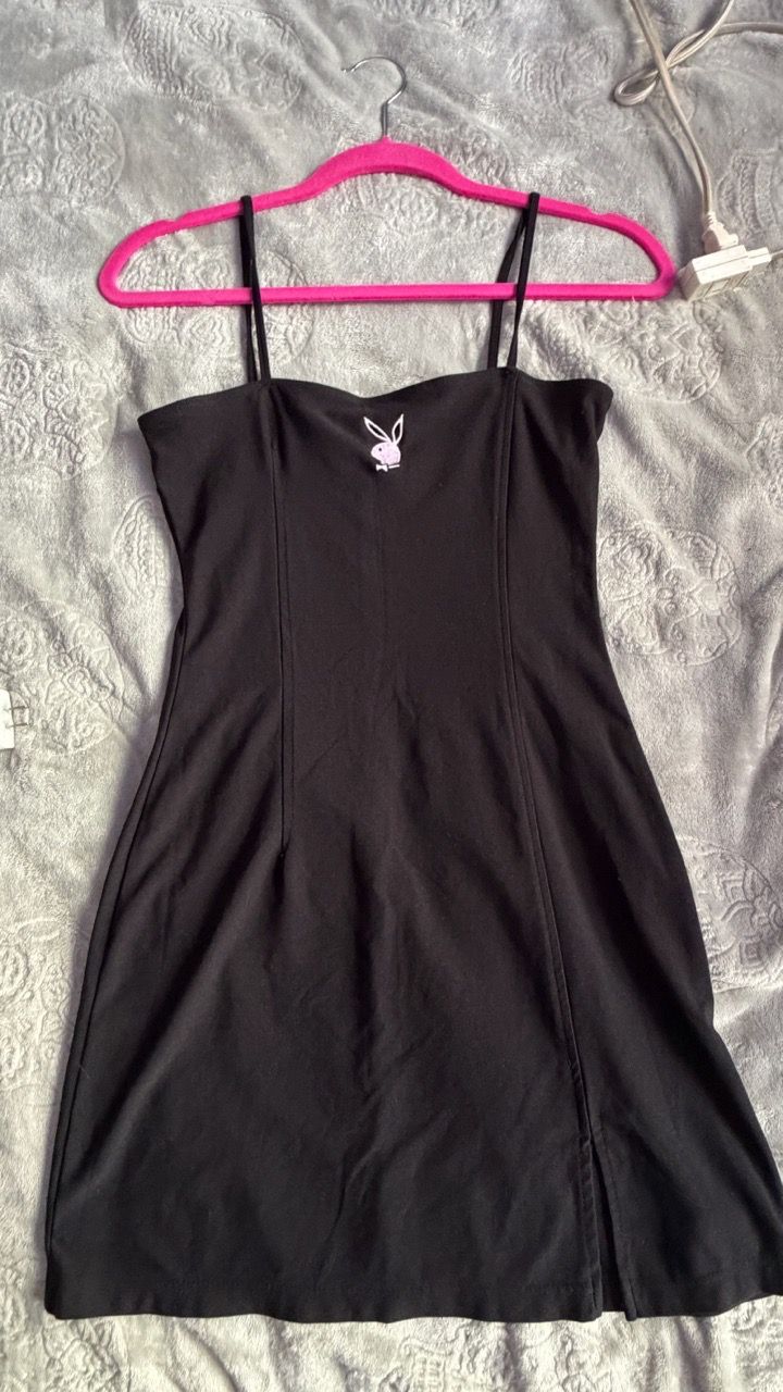 Playboy Black Mini Slip Dress (size M)