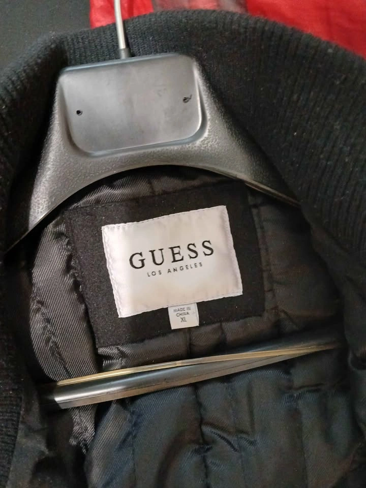 Men's Black Guess wool blend peacoat XL - photo 4
