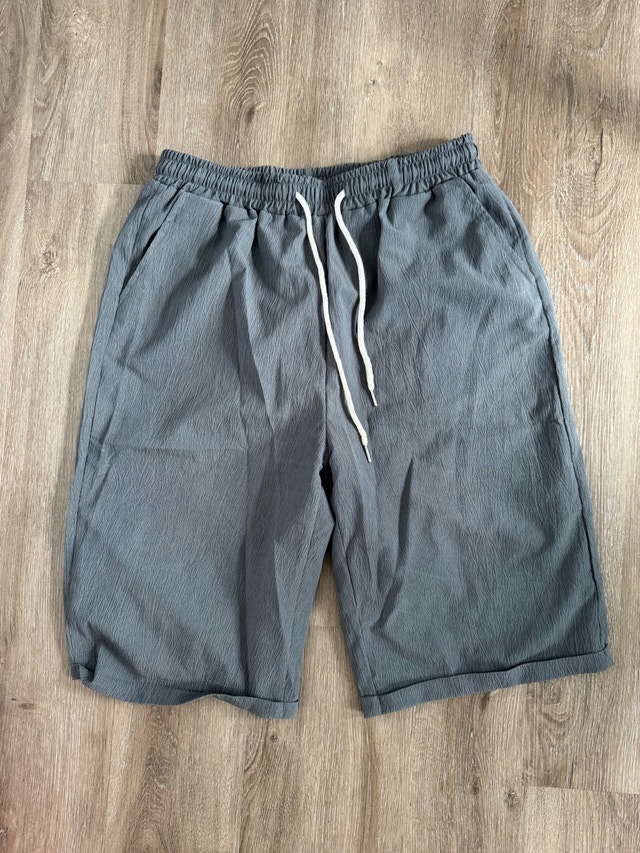 Grey Elastic Waist Shorts