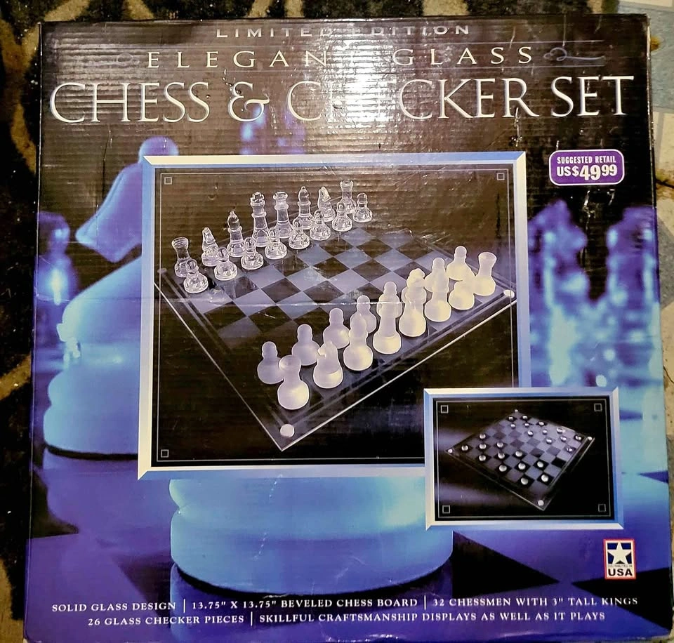 Limited Edition Elegant Glass Chess & Checker Set (100% Complete