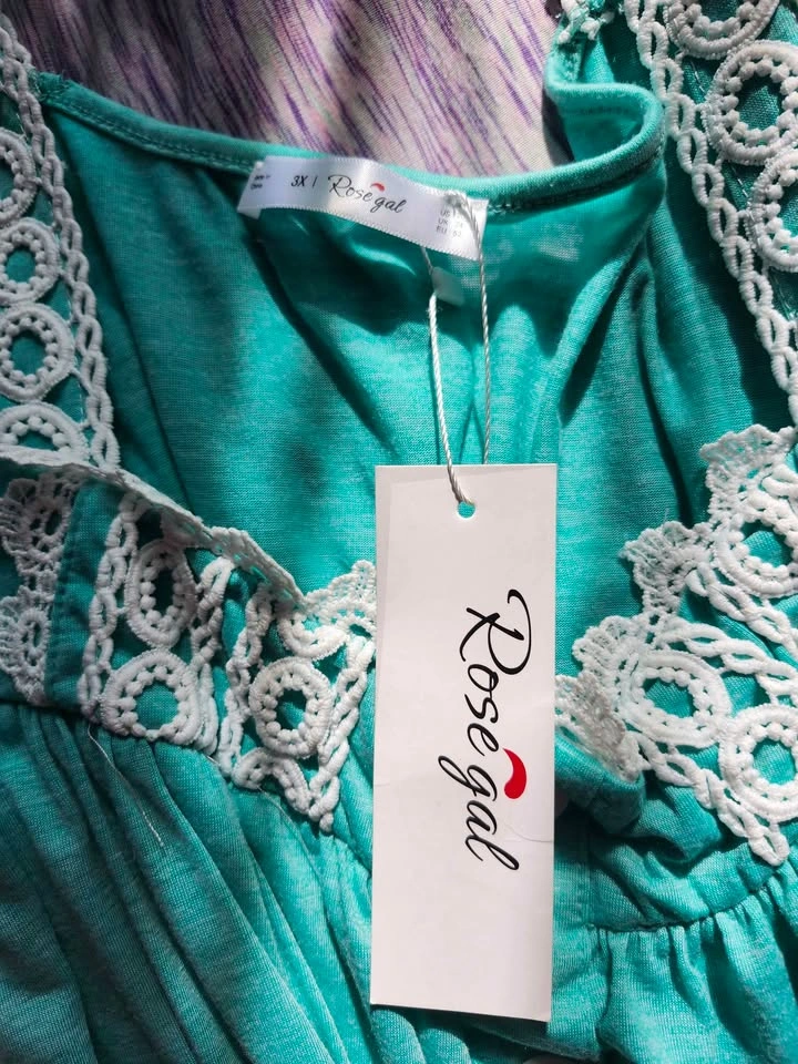 Rosegal Turquoise Lace Trim Tank Top - photo 3