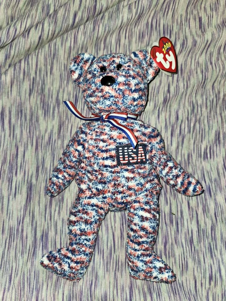 Ty Beanie Baby USA Bear 2000
