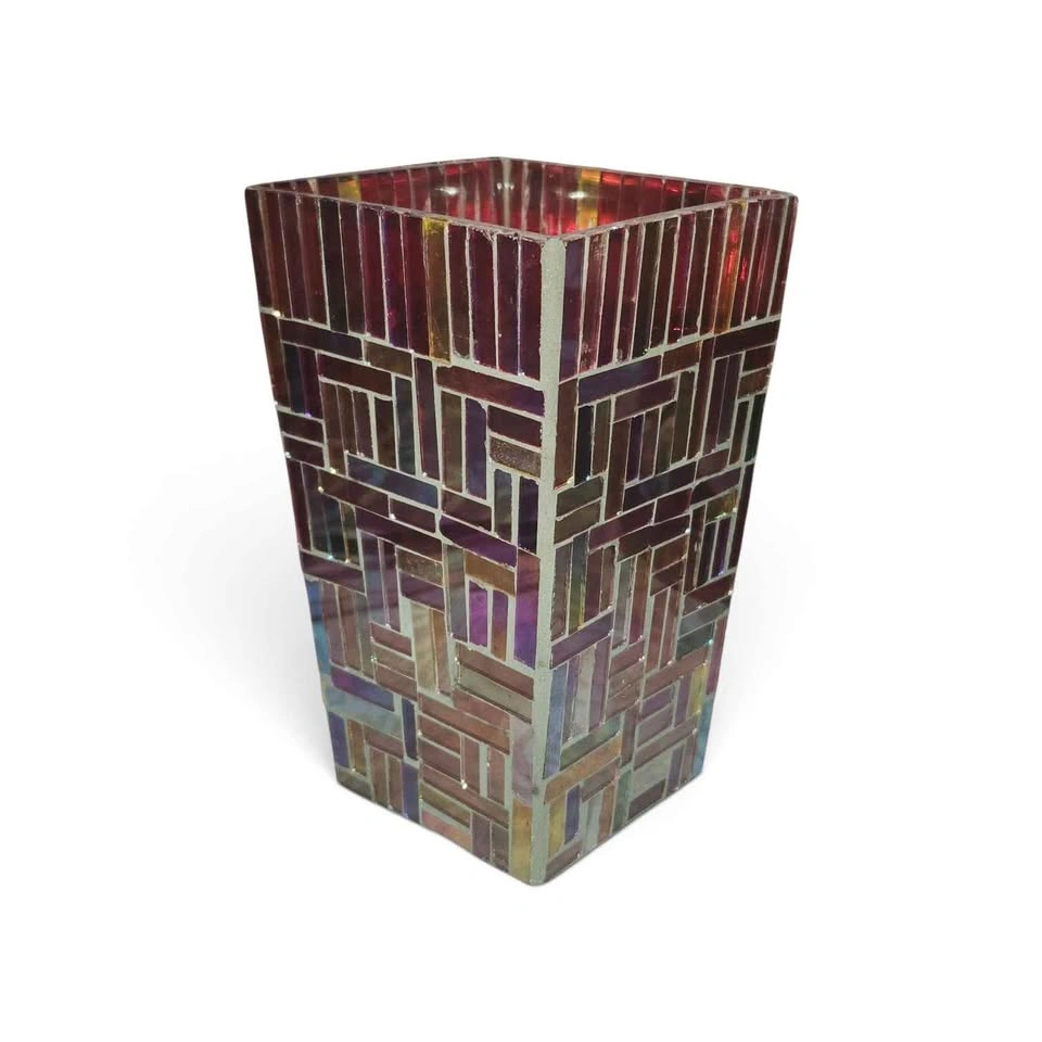 Vintage Stained Glass Studio Mosaic Vase/Candle Holder - photo 2