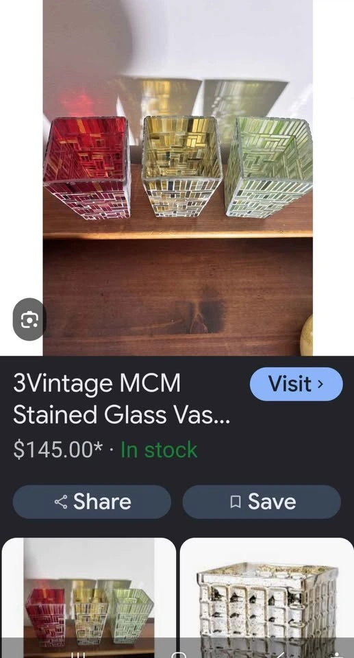 Vintage Stained Glass Studio Mosaic Vase/Candle Holder - photo 5