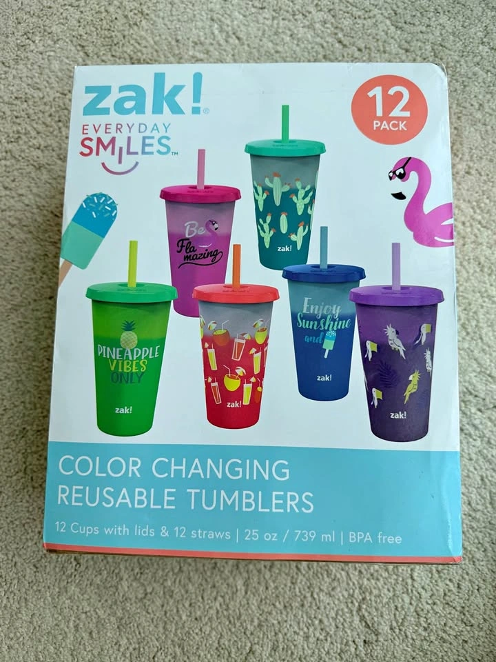 Zak! Everyday Smiles Color Changing Reusable Tumblers 12 Pack