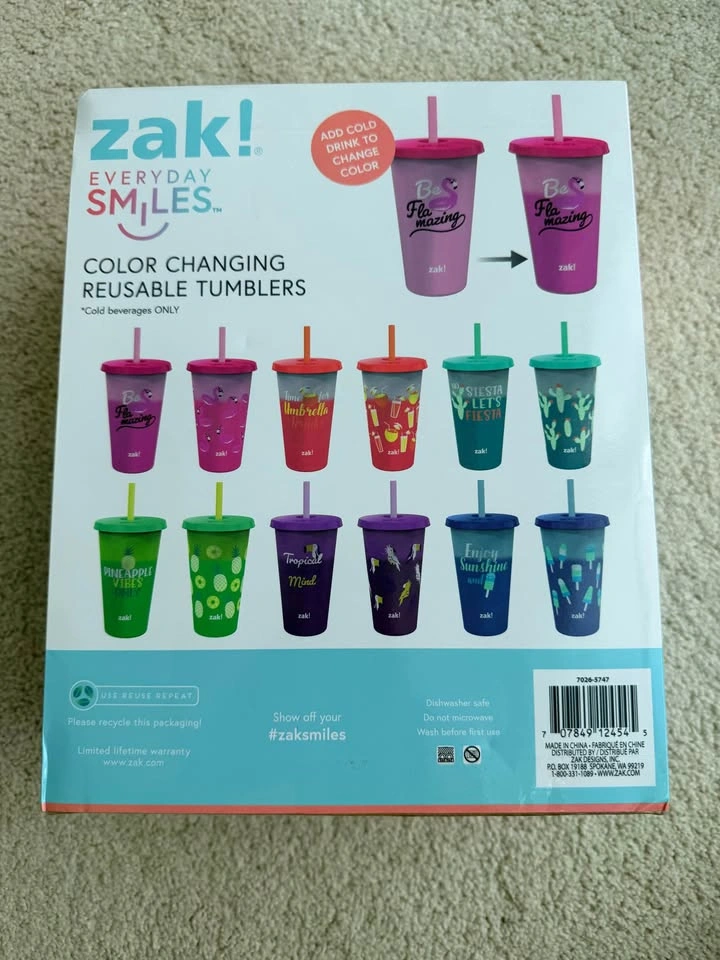 Zak! Everyday Smiles Color Changing Reusable Tumblers 12 Pack - photo 2