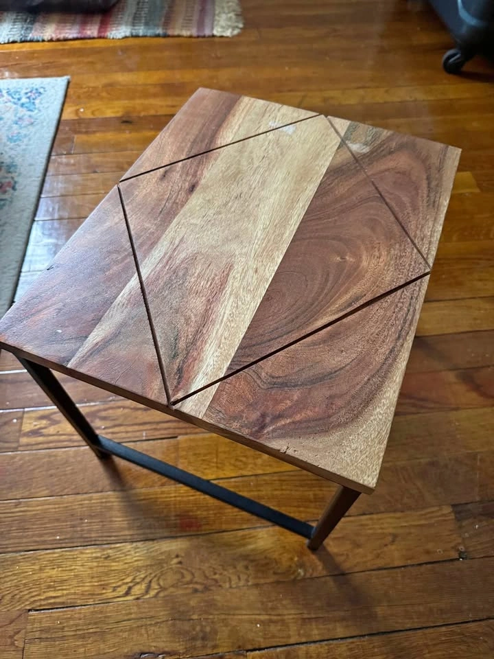 Small Rustic Wood & Metal Accent Shelf / Side Table