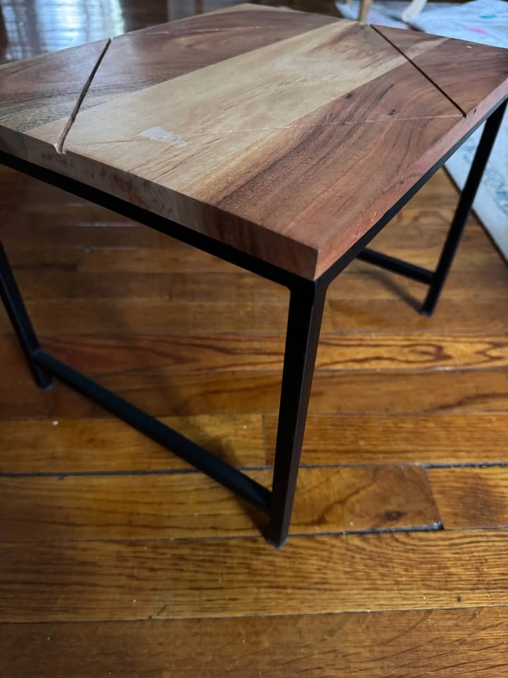 Small Rustic Wood & Metal Accent Shelf / Side Table - photo 3