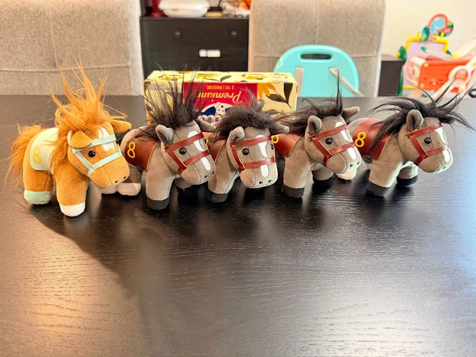 Mini Plush Racing Horse Toys (Set of 5)