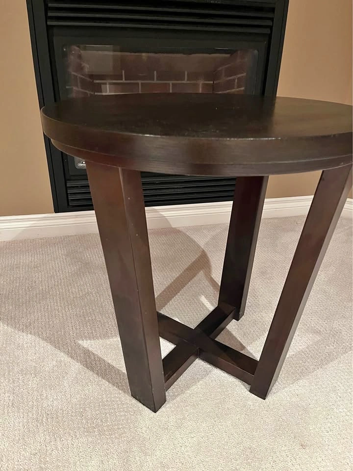 Round Espresso Wood End Table