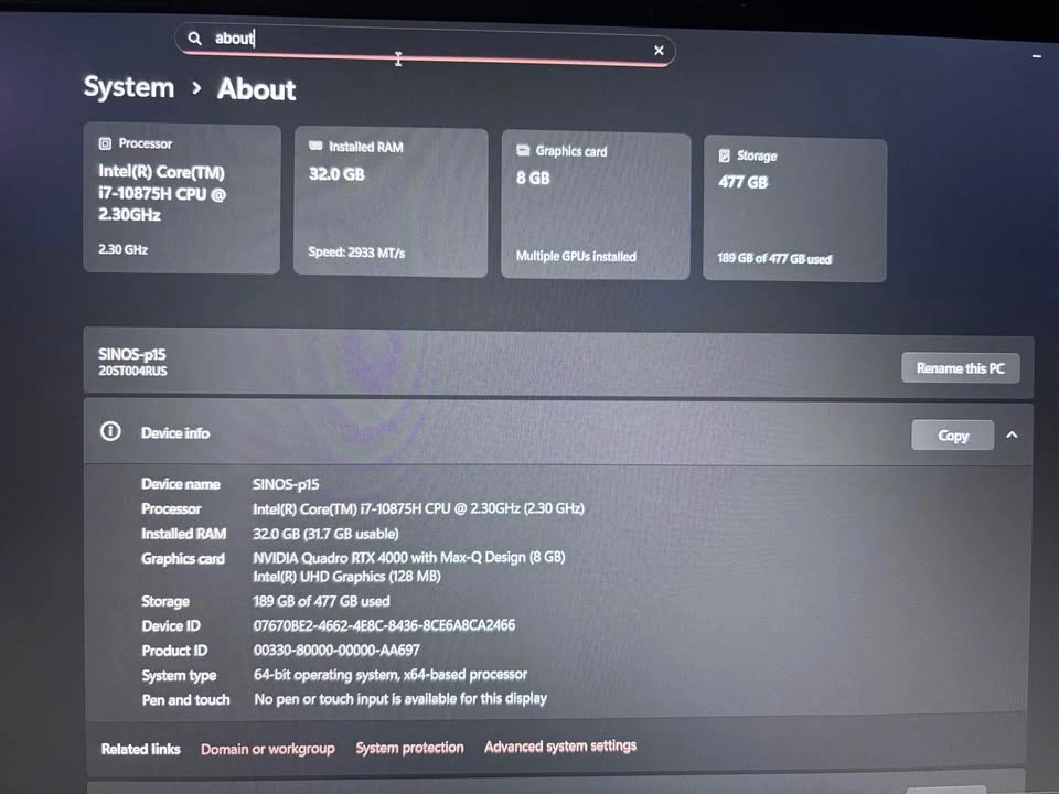 Lenovo ThinkPad P15 Gen 1 - i7-10875H, 32GB RAM, RTX 4000 - photo 2