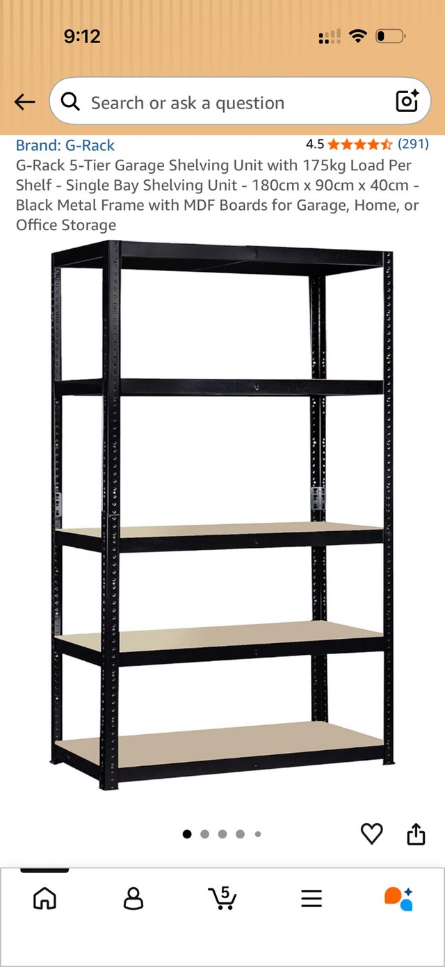 Brand New Heavy Duty 5-Tier Storage Shelf – 180×90×40cm - photo 4