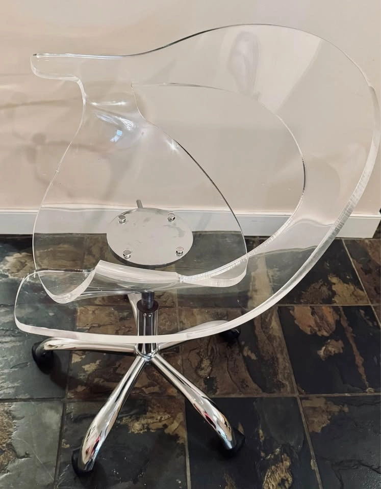 Clear Acrylic Swivel Office Chair with Chrome Base - photo 3