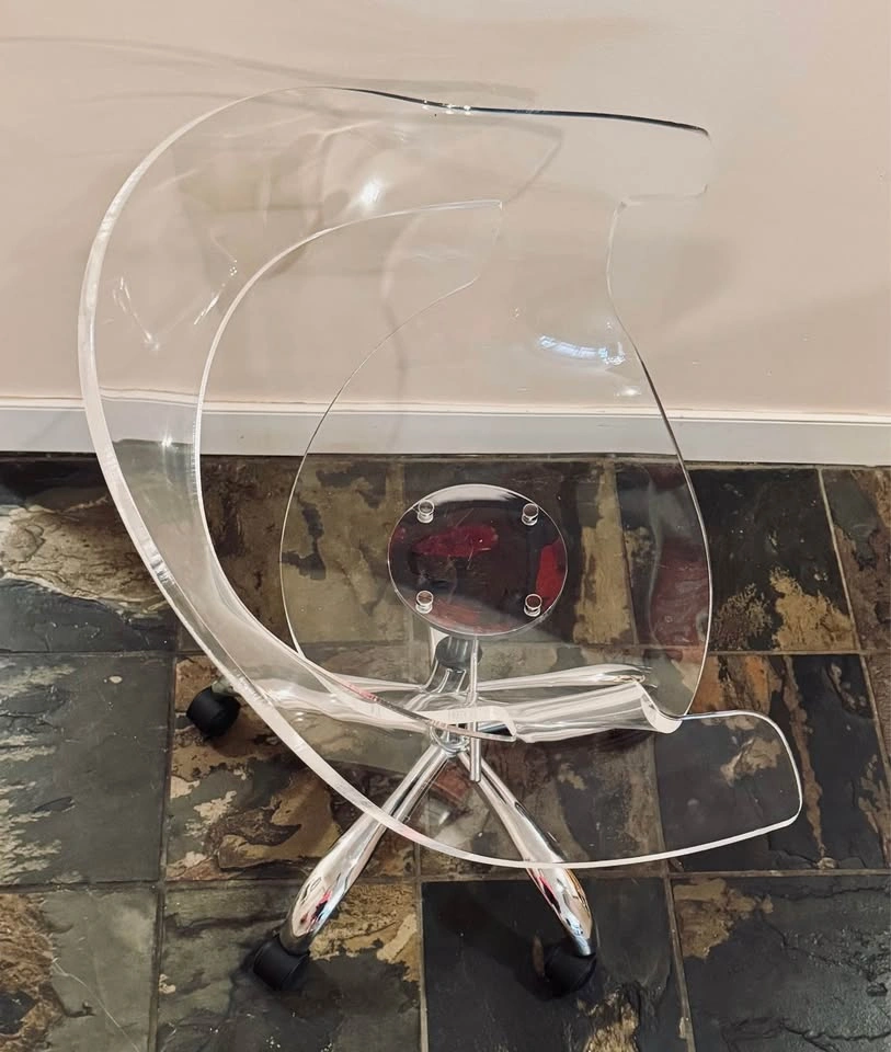 Clear Acrylic Swivel Office Chair with Chrome Base - photo 4