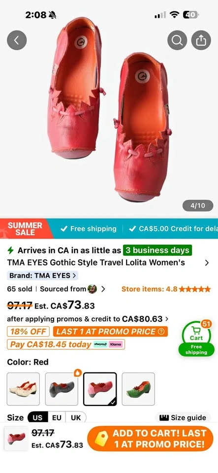 NEW Funky TMA EYES Red Leather Heels