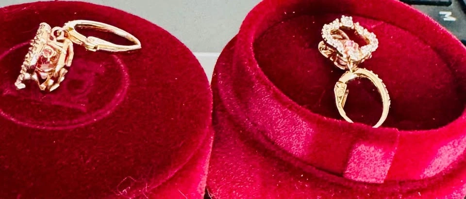 Rose Gold-Tone Pink Stone Floral Drop Earrings - photo 4