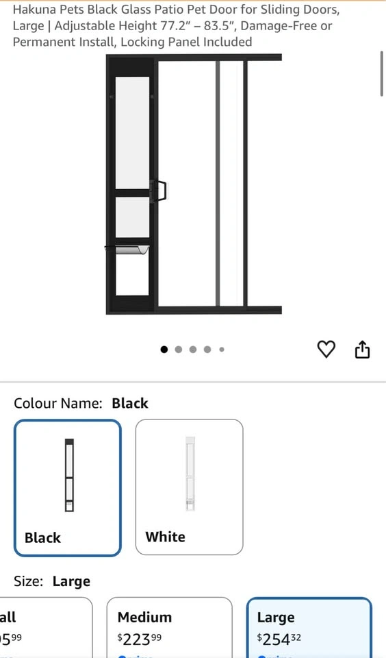 New Hakuna Pets Black Glass Patio Pet Door, Large - photo 2