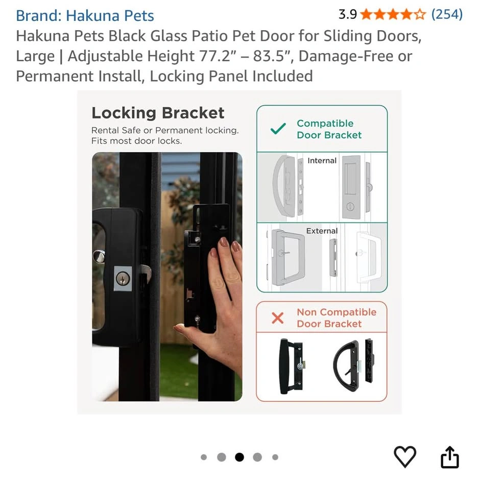 New Hakuna Pets Black Glass Patio Pet Door, Large - photo 3