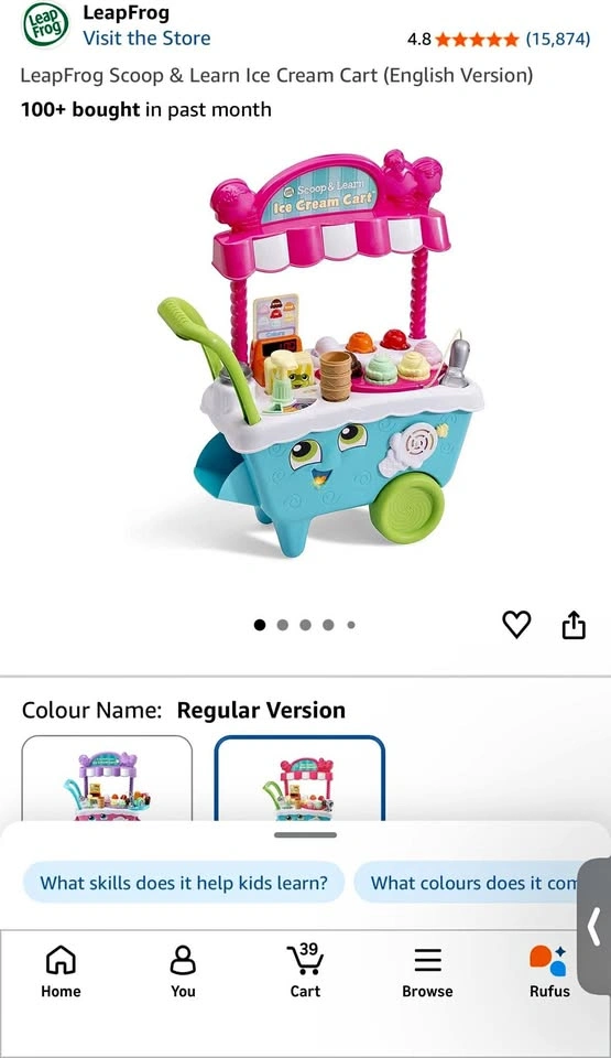 Brand new - LeapFrog Scoop & Learn Ice Cream Cart (French Versio