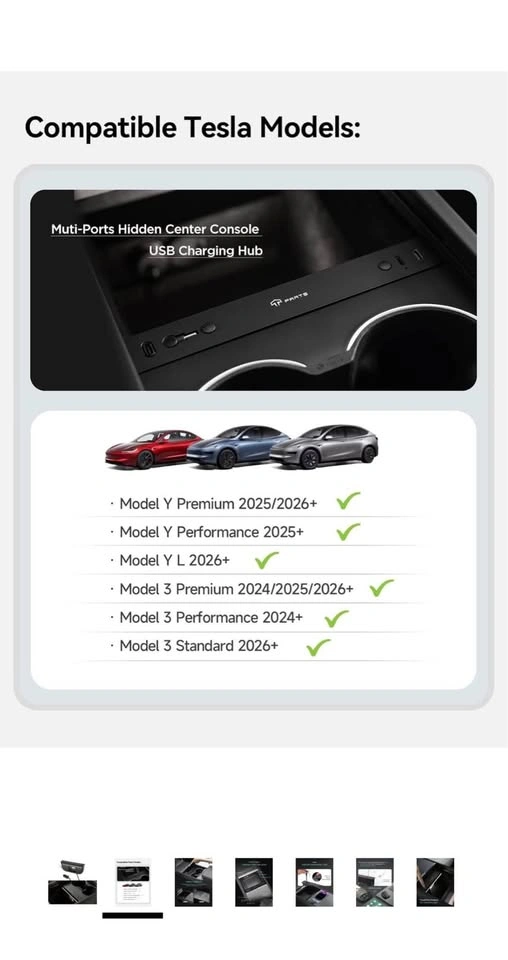TPARTS 60W USB Hub Charger for Tesla Model Y/3 - photo 2